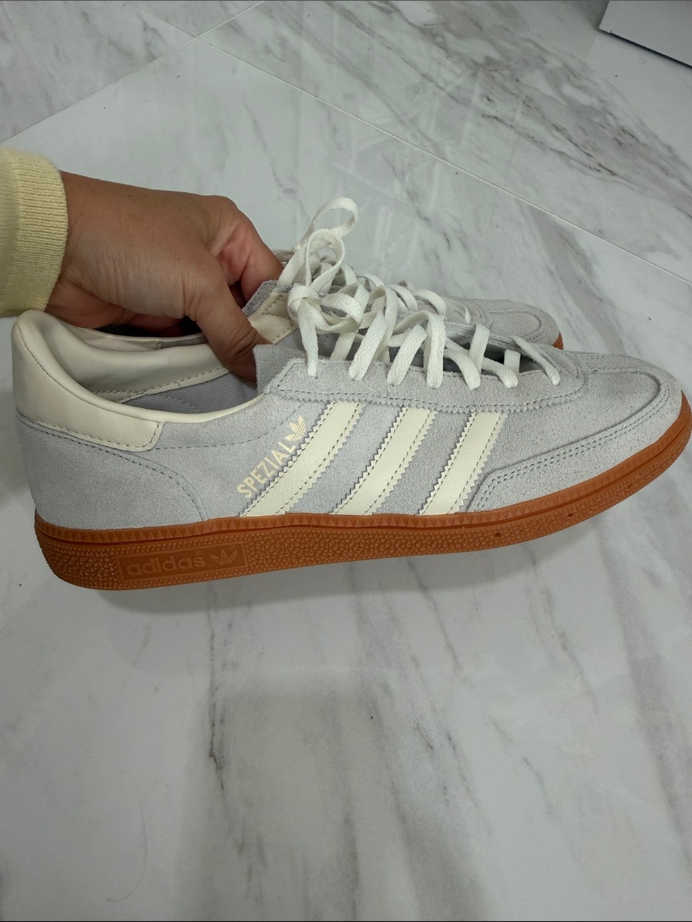 adidas Men’s Suede Sneakers in Off-White with Gum Sole